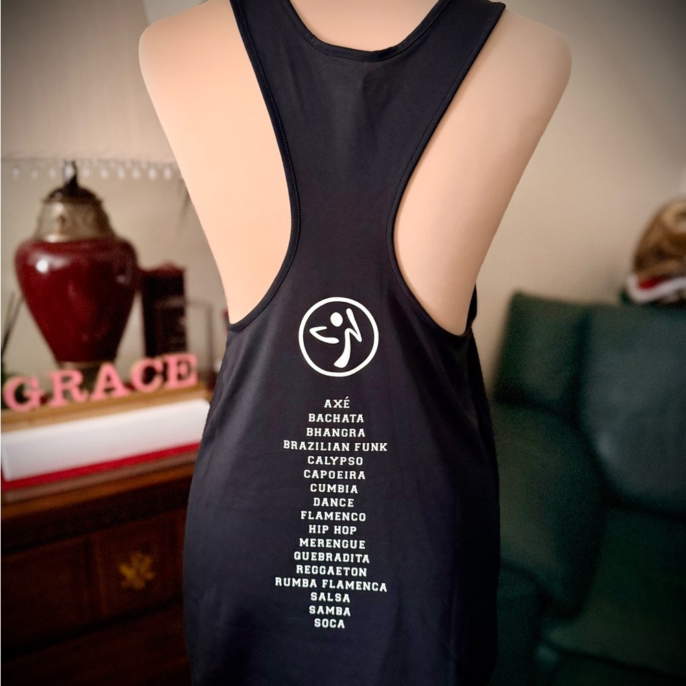 Zumba Fitness Black and Pink Tunic Tank Top - Picture 2 of 2
